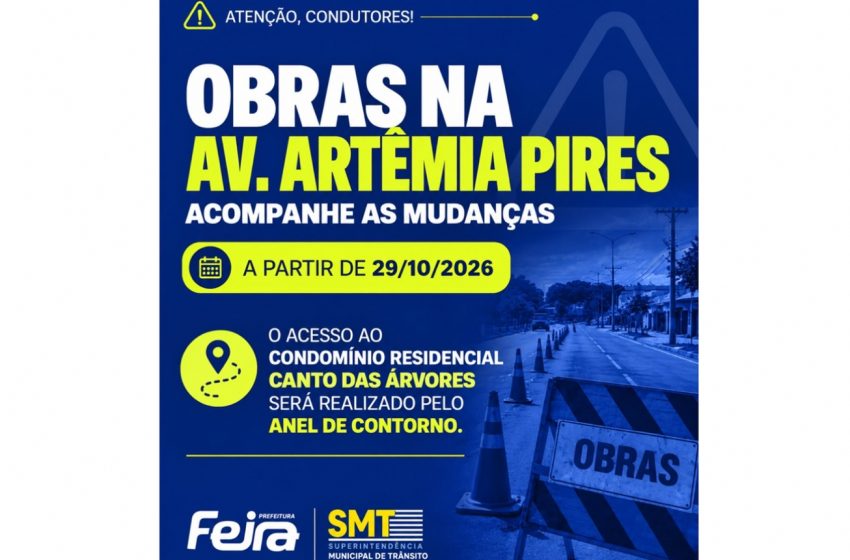  Obras de duplicação alteram trânsito e modificam acesso a condomínio na Av. Artêmia Pires